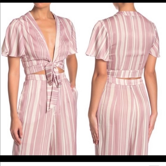 NWT. SHOW ME YOUR MUMU Women’s Small Pink Striped “Arie” Crop Top - Picture 1 of 8